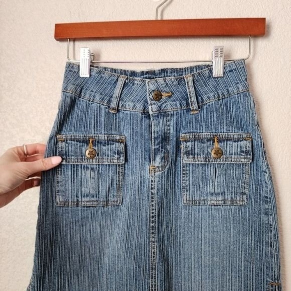 BUBBLEGUM VINTAGE 90s Ribbed Denim Skirt Y2K grunge coquette mini - Picture 9 of 10